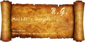 Mallár Gergő névjegykártya